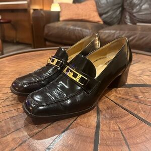 CELINE Black Leather Loafers